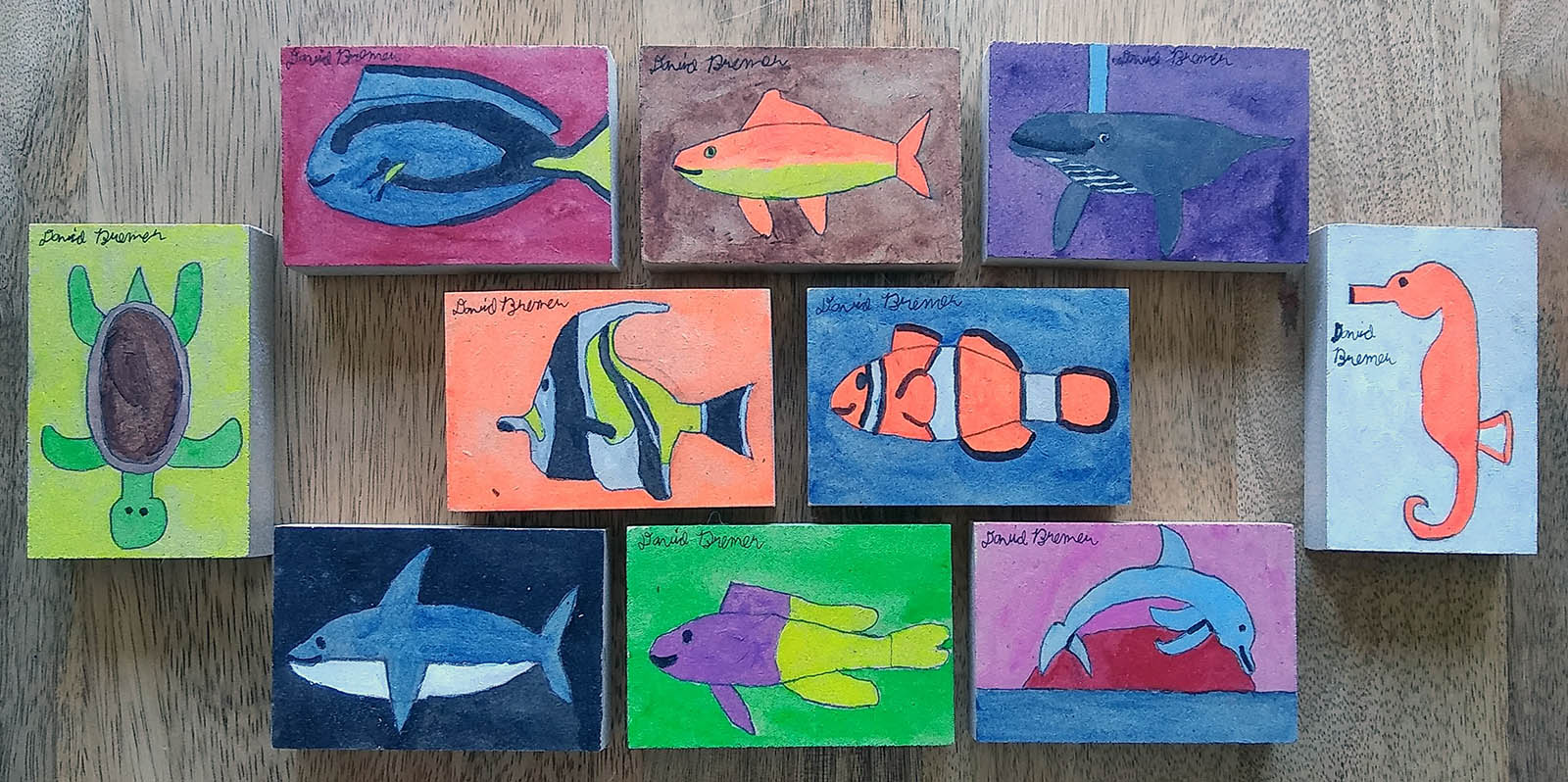 Ocean Animal Art Blocks by David Bremer