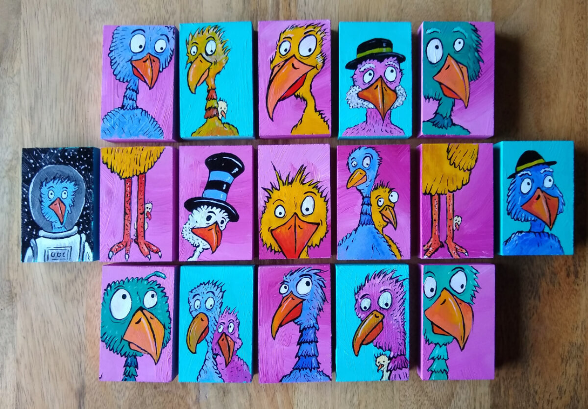 Strange Birds Art Blocks by Mike Rende